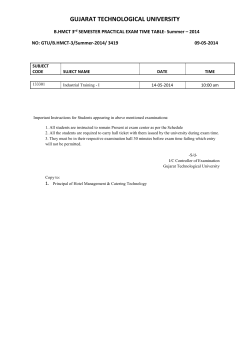 B.HMCT 3rd SEMESTER PRACTICAL EXAM TIME TABLE- Summer &ndash; 2014