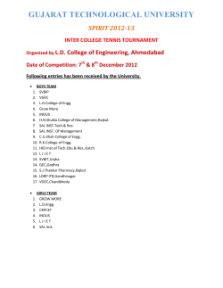 SPIRIT 2012-13 : Tennis (B +G) Tournament at LDCE ,Ahmedabad on 7th 8th December ,2012