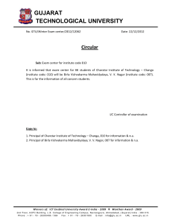 Exam center for institute Charotar Institute of Technology &ndash; Changa (code : 010)