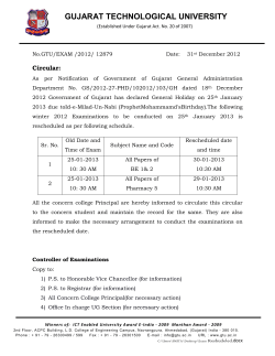 Circular regarding Re-Schedule of Exam (BE Sem - 1,2 Pharmacy Sem -5)