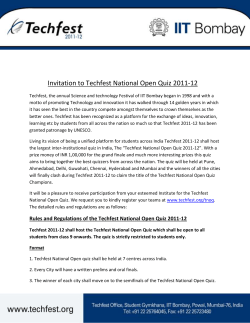 Invitation to Techfest National Open Quiz 2011-12