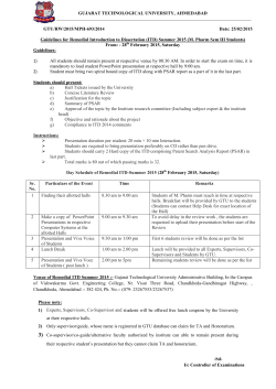 Guidelines for Remedial Introduction to Dissertation (ITD) Summer 2015 (M. Pharm Sem III Students)