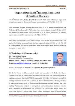 Review of Day-03 of 5thResearch Week &ndash; 2015 of Faculty of Pharmacy