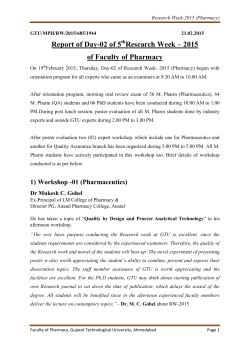 Review of Day-02 of 5thResearch Week &ndash; 2015 of Faculty of Pharmacy