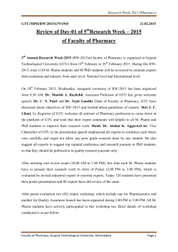 Review of Day-01 of 5thResearch Week &ndash; 2015 of Faculty of Pharmacy