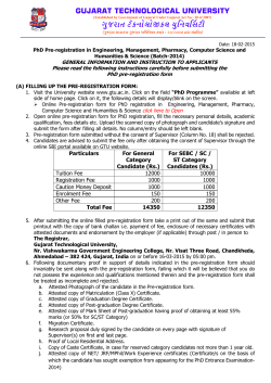 General Information & Instruction to Applicants for filling Pre-Registration Form for PhD registration (Batch - 2014)