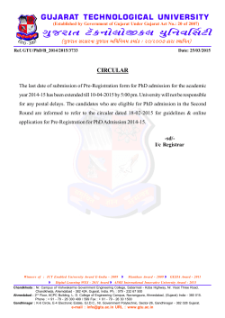 Extension of Date for submission of Pre-Registration form for PhD Admission 2014-15