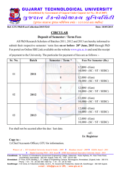 Deposit of semester / term Fees