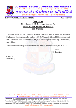 First lecture of Research Methodology for Research Scholars of Batch-2014