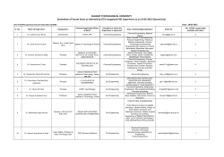 Declaration of Vacant Seats as informed by GTU recognized PhD Supervisors as on 23-05-2015 (Second List)