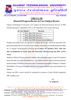 Doctoral Progress Review for All Batches (During 01-09-2015 to 30-09-2015)