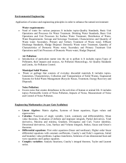 Syllabus of Environmental Engineering for PhD Entrance Exam- 2014