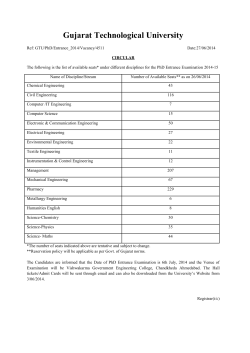 Circular regarding available seats and Venue of Examination