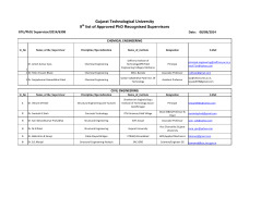 Ninth List of Approved PhD Supervisors