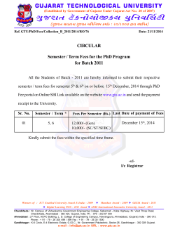 PhD Batch - 2011 : Submission of Firth & Sixth Semester Fee