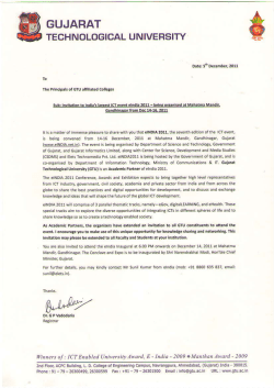 Invitation to India's largest ICT event eindia 2011 - being organized at Mahatma Mandir Gandhinagar from 14-16,2011