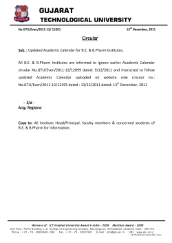 Updated Academic Calendar for B.E. & B.Pharm Institutes.