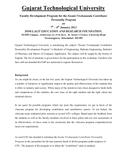 Faculty Development Program for the Swami Vivekananda Contributor Personality Program on 7th &ndash; 8th January 2012 SOM-LALIT EDUCATION AND RESEARCH FOUNDATION, Ahmedabad