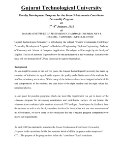 Faculty Development Program for the Swami Vivekananda Contributor Personality Program on 7th -8th January, 2012 at BABARIA INSTITUTE OF TECHNOLOGY, VADODARA