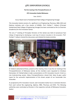 The first meeting of the Principals/Directors of GTU Innovation Sankul-Mehasana at Sankalchand Patel College of Engineering Visnagar on 26th April 2011