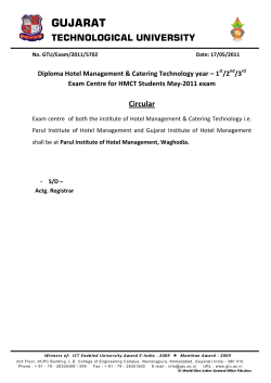 Diploma Hotel Management Catering Technology Year - 1st/ 2nd/3rd Exam Center for HMCT student May- 2011 exam