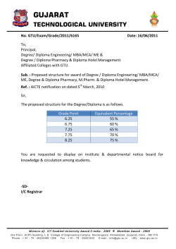 Proposed structure for award of Degree / Diploma Engineering/ MBA/MCA/ ME, Degree & Diploma Pharmacy, M.Pharm. & Diploma Hotel Management.