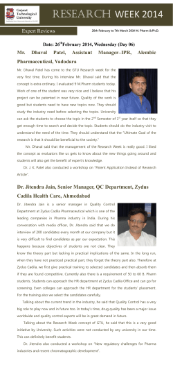 6) Expert Reviews for RW-2014 on 26th February 2014, Wednesday (Day 06)