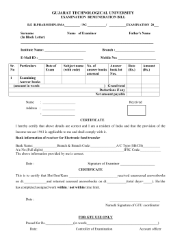 Examination Remuneration Bill
