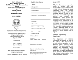 Short Term Training Program On Recent Trends in Renewable Energy 14-18 Feb,2011 Organized by Department of Electrical Engineering Birla Viswakarma Mahavidyalaya (Engineering College) V.V.Nagar