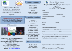 Analytical Method Development &ndash;A Contemporary Approach&rsquo; on Oct. 15,2011 at Indukaka Ipcowala College of Pharmacy