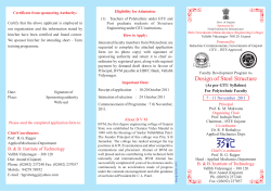 FDP on Design of Steel Structure for Polytechnic Faculty on 7-11 November,2011 organized by B B Institute of Technology ,Vallbh Vidyanagar
