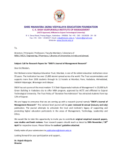 Invitation letter Authors Guidelines for SMJV's Journal of Management Research