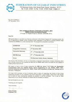 Invitation to Sponsor / Participate in FGI EXpO - 2010 MSME Ancillary Development Summit