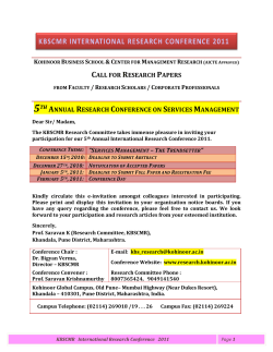 KBSCMR 5th Annual International Research Conference 2011.- Call for Papers