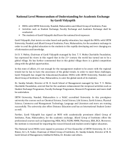 National Level Memorandum of Understanding for Academic Exchange by Gardi Vidyapith