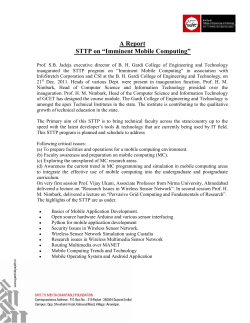 An STTP on Imminent Mobile Computing organized in association with InfoStretch Corporation and CSI at the B. H. Gardi College of Engineering and Technology, on December 21, 2011