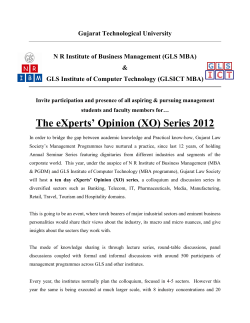 N R Institute of Business Management and GLS Institute of Computer Technology organize Expert Opinion Series &ndash; 10 day Colloquiums between 17 January to 10 February, 2012