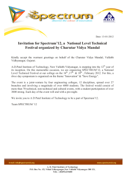 Invitation for Spectrum&rsquo;12, a National Level Technical Festival organized by Charutar Vidya Mandal