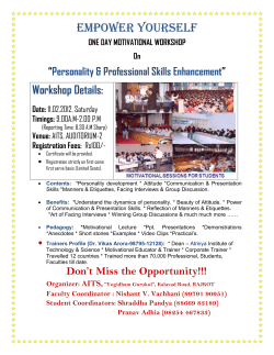 One Day Motivational Workshop on Personality Development Professional Skills Enhancement on 11th Feb 2012, organized by Atmiya Institute of Technology Science