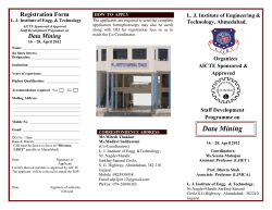 L. J. Institute of Engineering & Technology , Ahmedabad. Organizes AICTE Sponsored & Approved "Staff Development Programme on Data Mining"