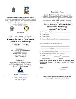 ISTE approved short term training Program on Recent Advances in Construction Practice Technology March 19th - 23rd ,2012
