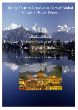 Study Tour to Nepal as a Part of Global Country Study Report organized by Bhagwan Mahavir College of Management Surat Gujrat ,India form 22nd January to 2nd February 2012