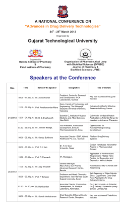 Schedule of Plenary lectures