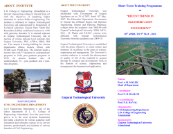 STTP on Recent Trends in Transportation Engineering at LDCE, Ahmedabad on 30th APRIL TO 5th MAY , 2012