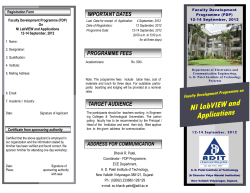 Faculty Development Programme (FDP) on NI LabVIEW and Applications 12-14 September, 2012 organized by A.D. Patel Institute of Technology