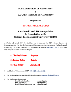 National Level SIP competition in association with GTU at Gardi Institute of Management on 24th Sept 2012.