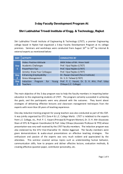 Three-day Faculty Development Program At Shri Labhubhai Trivedi Institute of Engg. & Technology, Rajkot