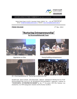 PRESS RELEASE 3rd Nov. 2012 &ldquo;Nurturing Entrepreneurship&rdquo; By Hiranmay Mahanta Team organized by Marwadi education foundation group of institutions