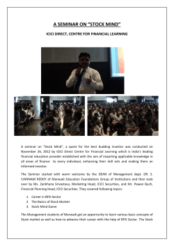 Press Note on A Seminar On Stock Mind ICIC Direct, Center for Financial Learning