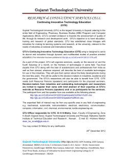 Continuing Innovative Technical Education [CITE] under Research Consultancy Services Cell, GTU